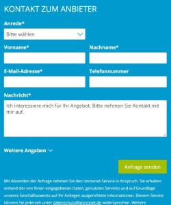 Kontaktformular Wohnungsanzeigen