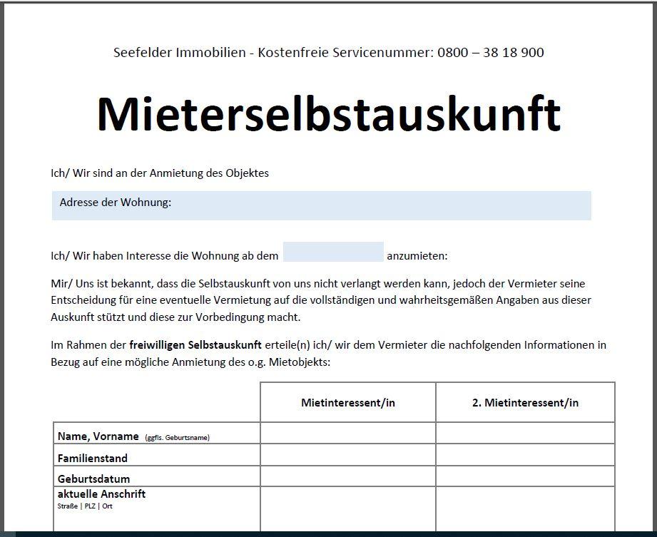 Mieterselbstauskunft dsgvo muster