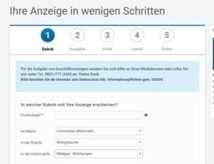 Wohnungsanzeigen Online aufgeben