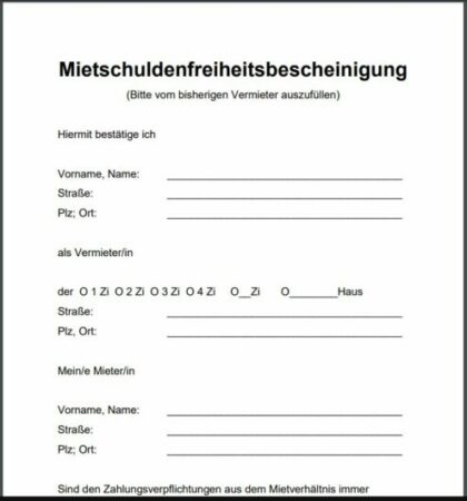 Mietschuldenfreiheitsbescheinigung Vorlage Pdf